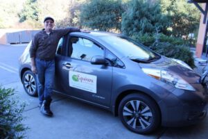 Patrick Picard with his new electric vehicle