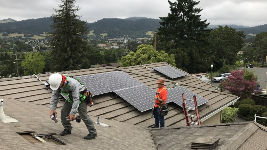 Sun Solar Electric Installing a system in Santa Rosa, Caliofrnia