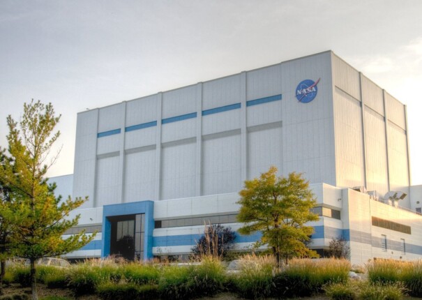 The sun sets on the Building 29 High Bay. Credit: NASA/GSFC/Michael Weiss