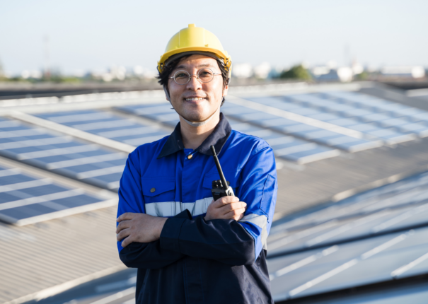 Man with rooftop solar
