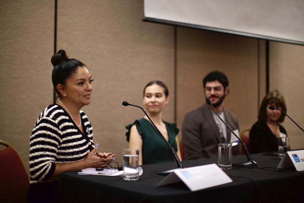 Senator Lena Gonzalez, Nalleli Cobo, Kobi Naseck, and Ann Alexander at the California Climate Policy Summit in Sacramento