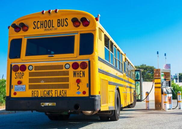 Electric school bus charging.