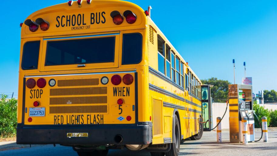 Electric school bus charging.