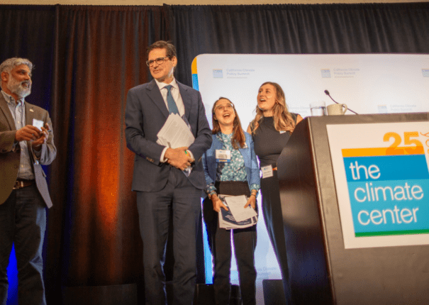 From left to right: California Energy Commission Vice Chair Siva Gunda, Senator Josh Becker, Dr. Leah Stokes of UC Santa Barbara, and The Climate Center's Allison Hilliard. Photo by Lara Aburamadan / Survival Media Agency.
